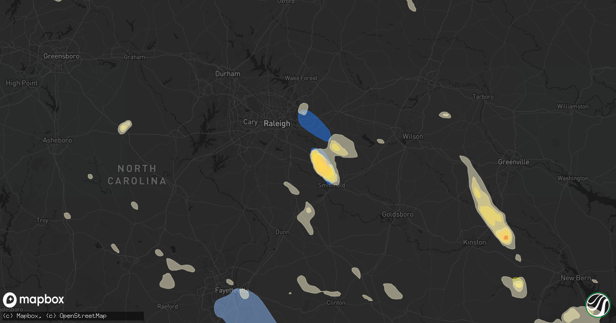 Hail map in Clayton, NC on September 5, 2026