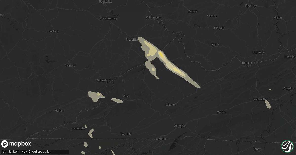 Hail map in Clinchco, VA on September 5, 2026