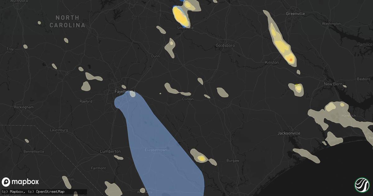Hail map in Clinton, NC on September 5, 2026