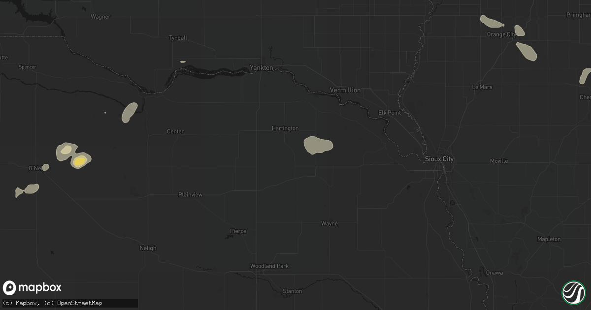 Hail map in Coleridge, NE on September 5, 2026