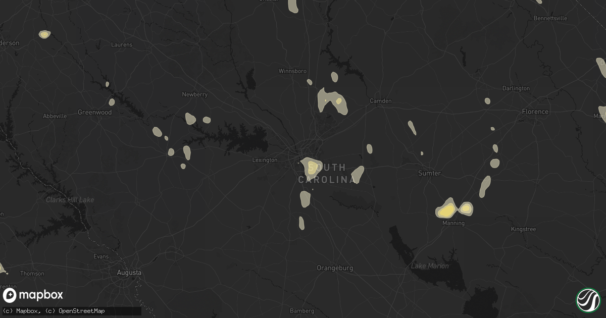 Hail map in Columbia, SC on September 5, 2026