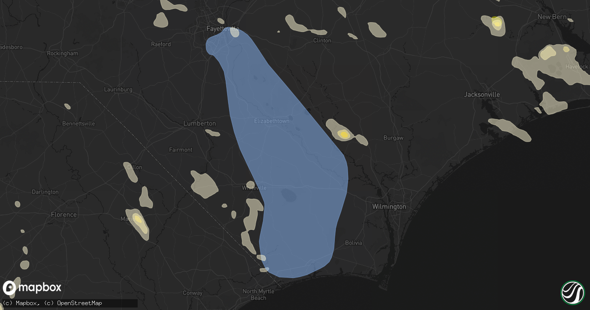 Hail map in Council, NC on September 5, 2026