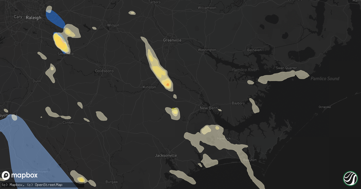 Hail map in Cove City, NC on September 5, 2026