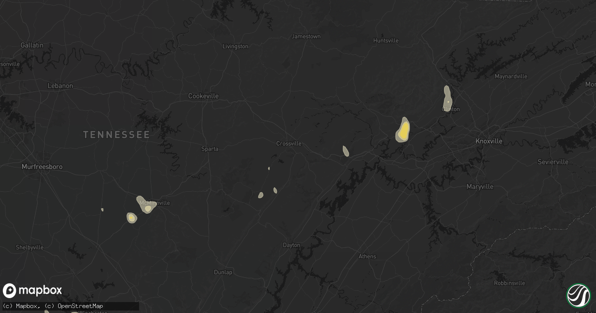 Hail map in Crossville, TN on September 5, 2026