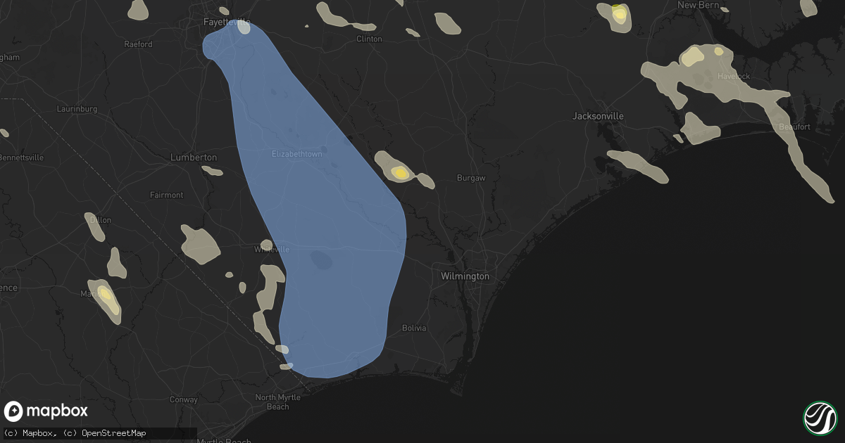 Hail map in Currie, NC on September 5, 2026