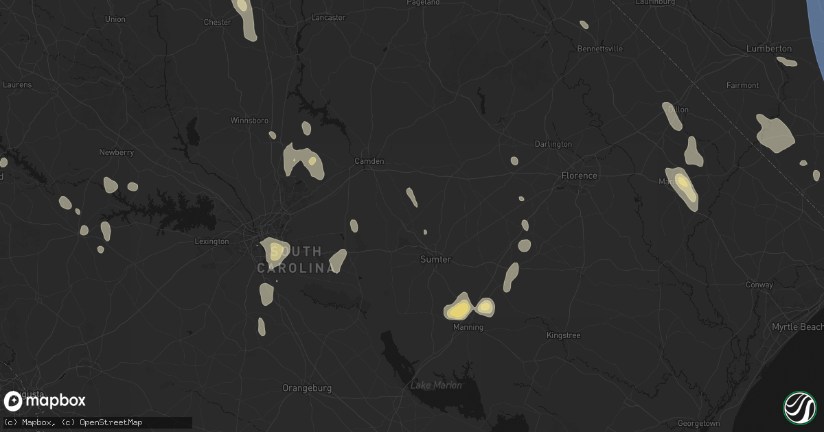 Hail map in Dalzell, SC on September 5, 2026