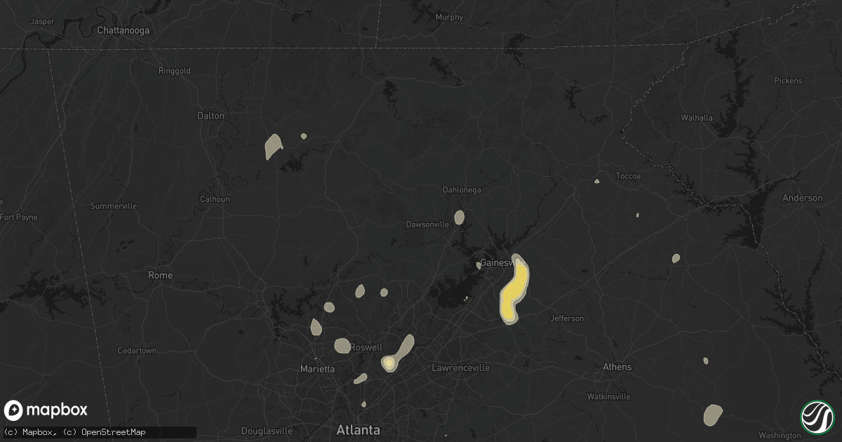 Hail map in Dawsonville, GA on September 5, 2026