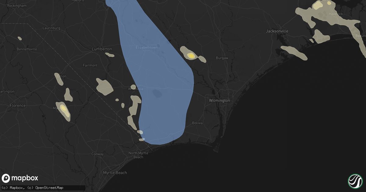 Hail map in Delco, NC on September 5, 2026