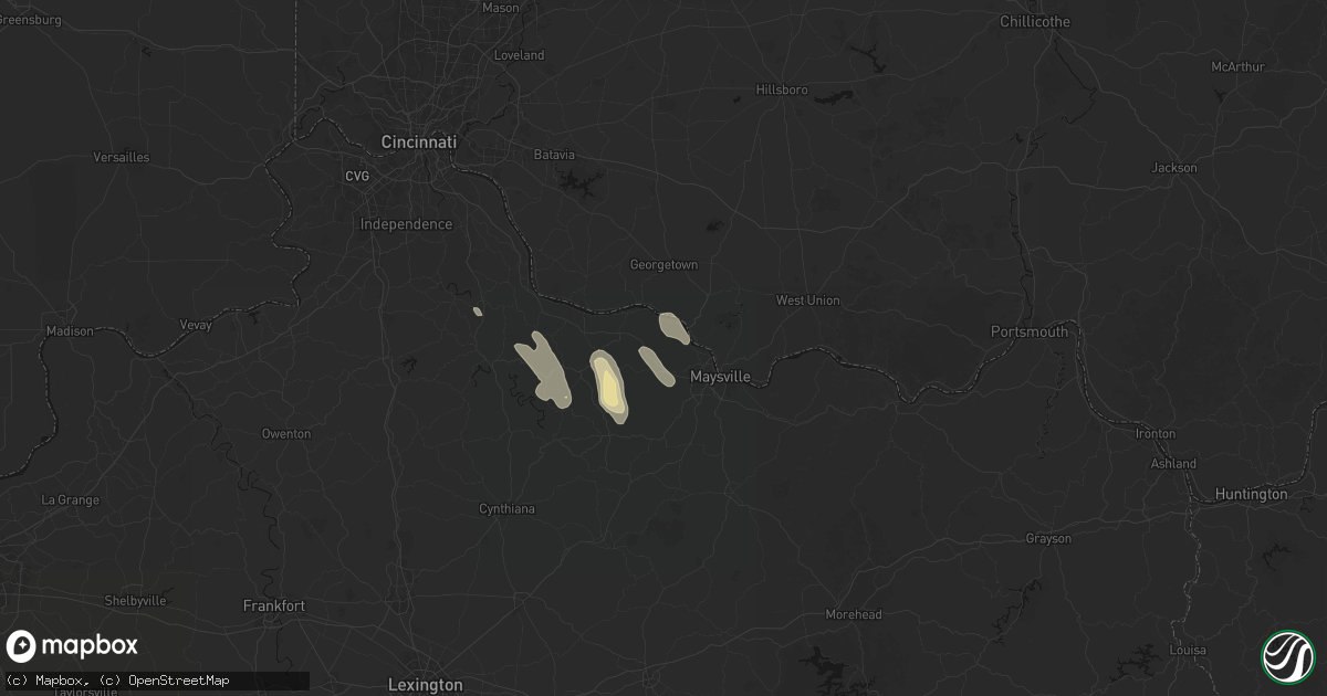Hail map in Dover, KY on September 5, 2026