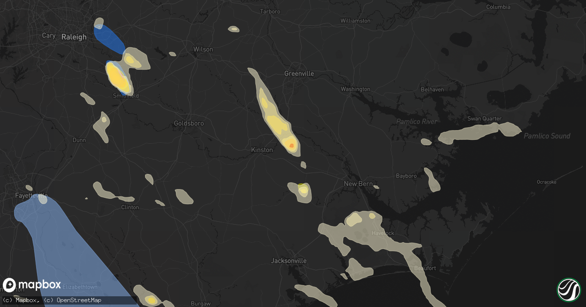 Hail map in Dover, NC on September 5, 2026