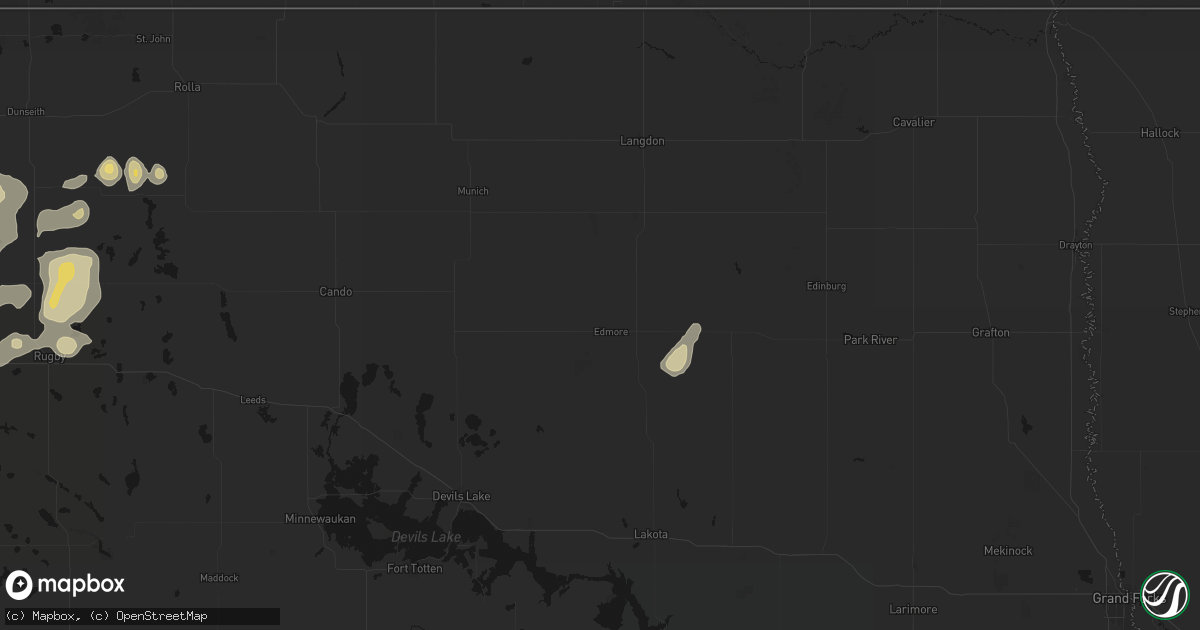Hail map in Edmore, ND on September 5, 2026