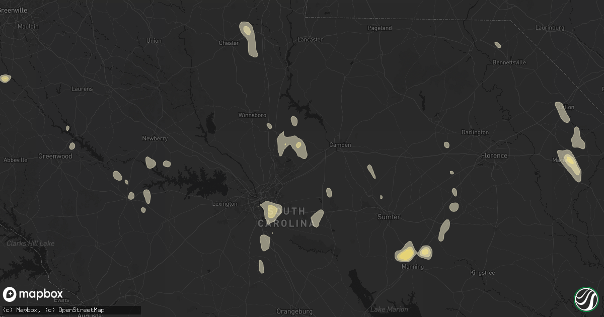 Hail map in Elgin, SC on September 5, 2026