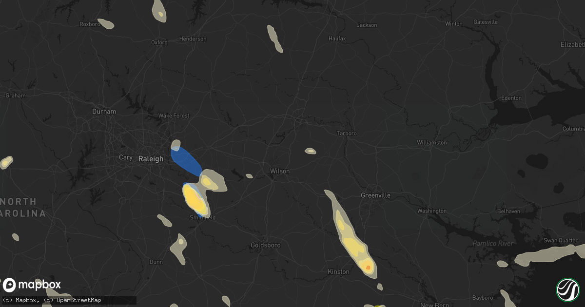 Hail map in Elm City, NC on September 5, 2026