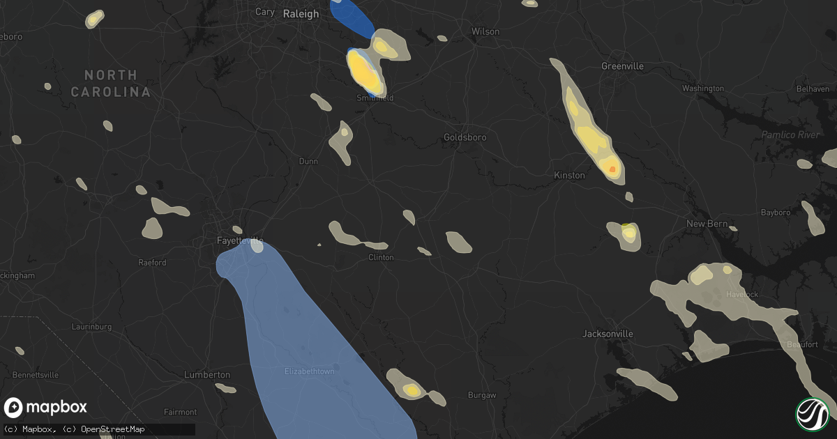 Hail map in Faison, NC on September 5, 2026