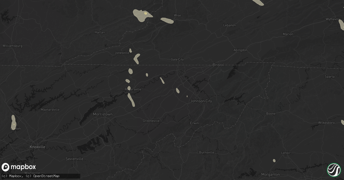 Hail map in Fall Branch, TN on September 5, 2026