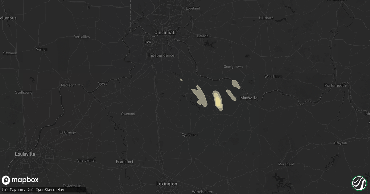 Hail map in Falmouth, KY on September 5, 2026