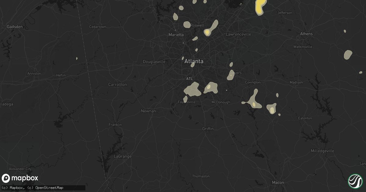 Hail map in Fayetteville, GA on September 5, 2026