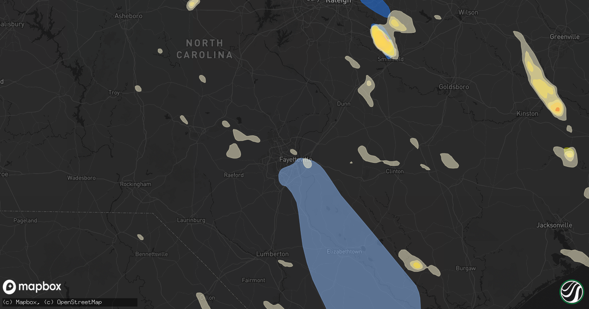 Hail map in Fayetteville, NC on September 5, 2026