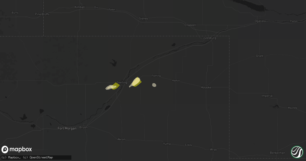 Hail map in Fleming, CO on September 5, 2026