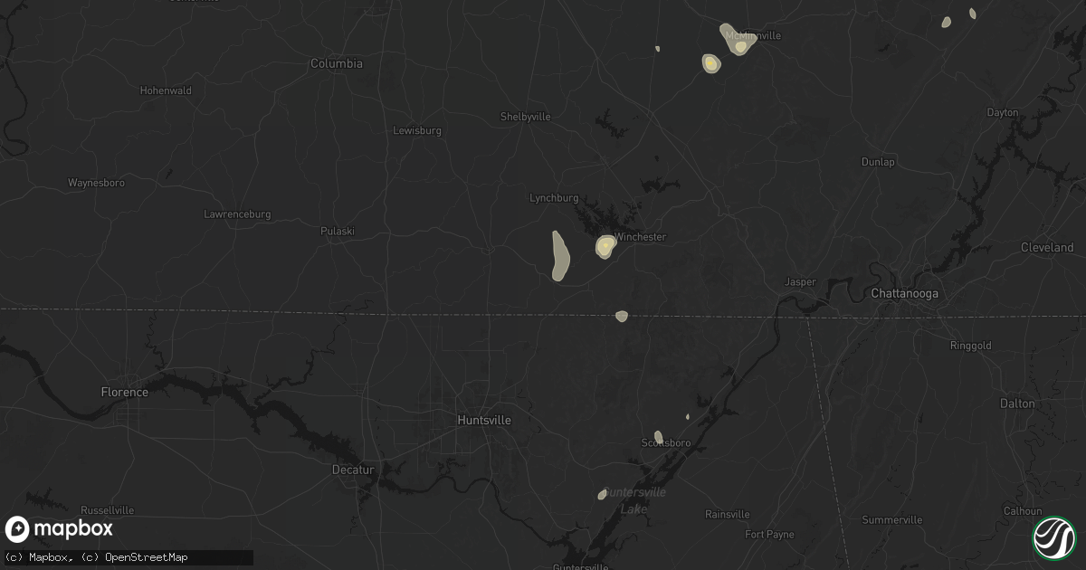Hail map in Flintville, TN on September 5, 2026