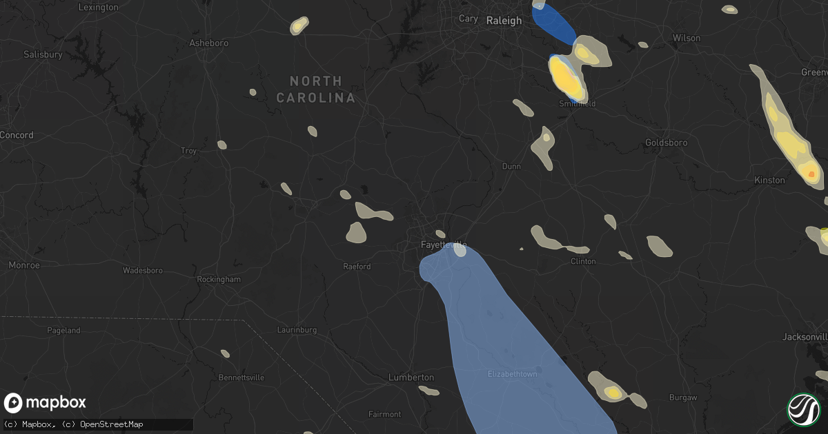 Hail map in Fort Bragg, NC on September 5, 2026