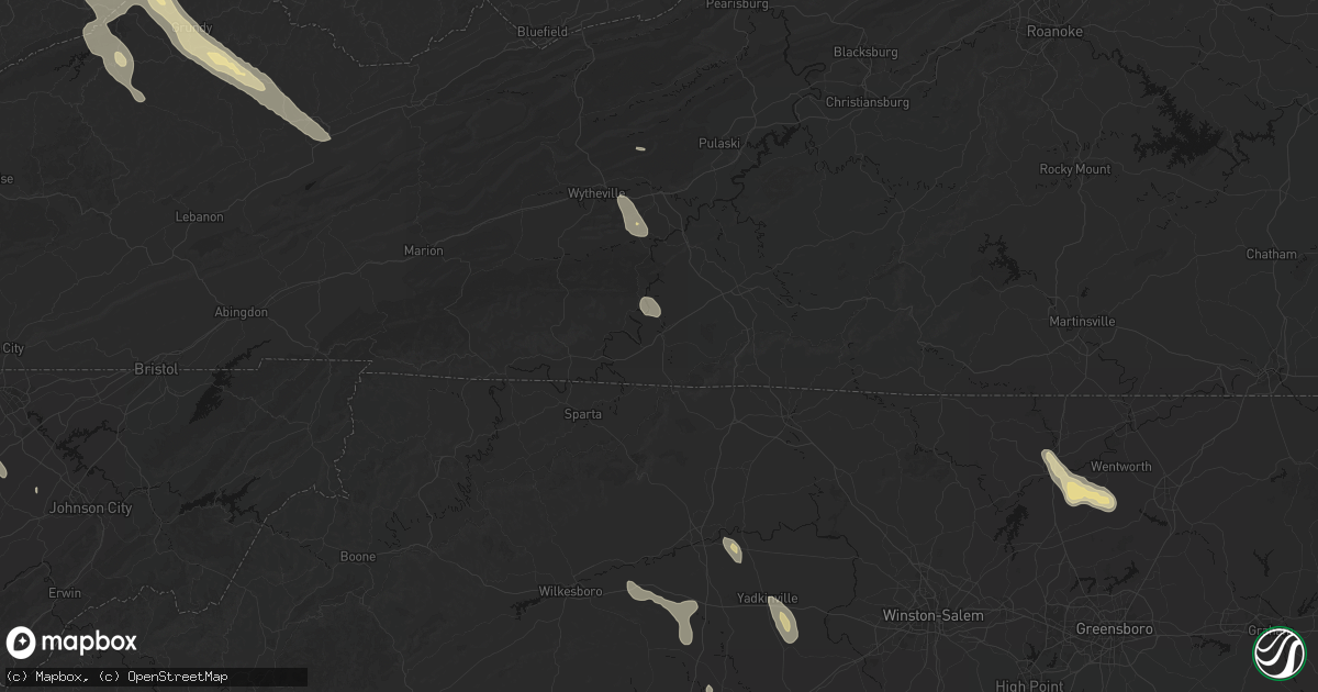 Hail map in Galax, VA on September 5, 2026