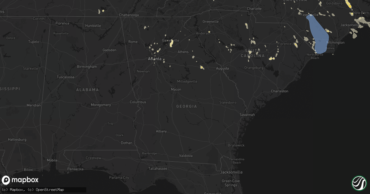 Hail map in Georgia on September 5, 2026