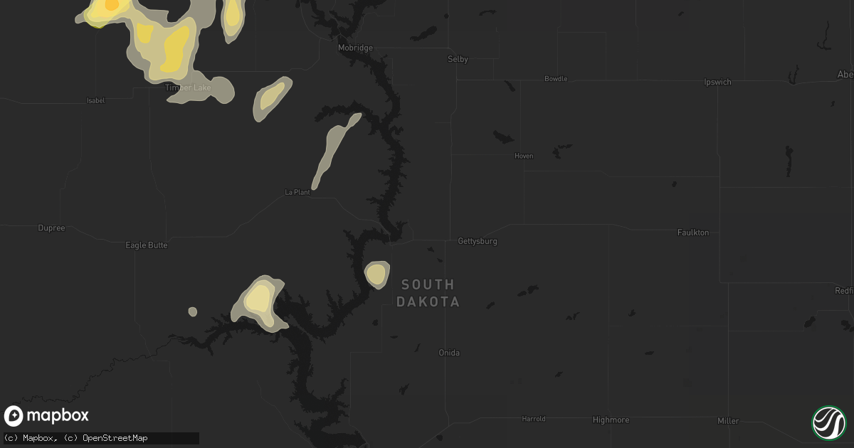 Hail map in Gettysburg, SD on September 5, 2026