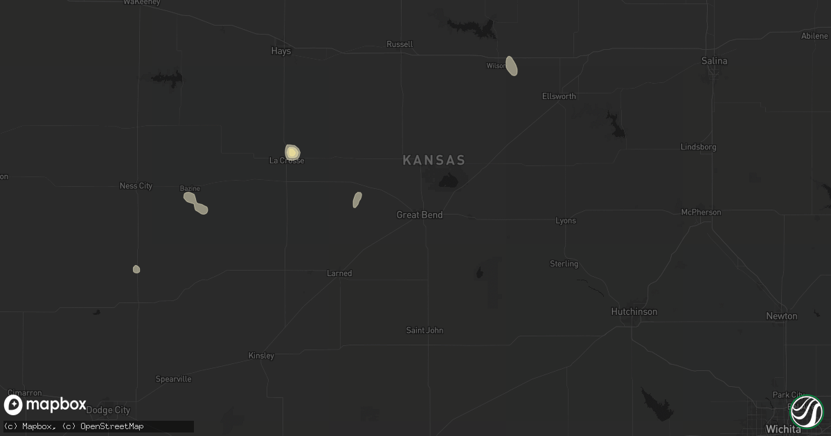 Hail map in Great Bend, KS on September 5, 2026