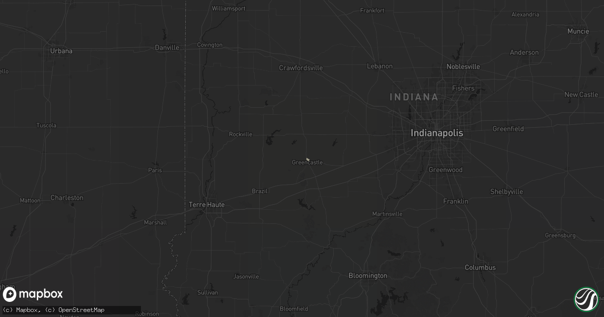 Hail map in Greencastle, IN on September 5, 2026