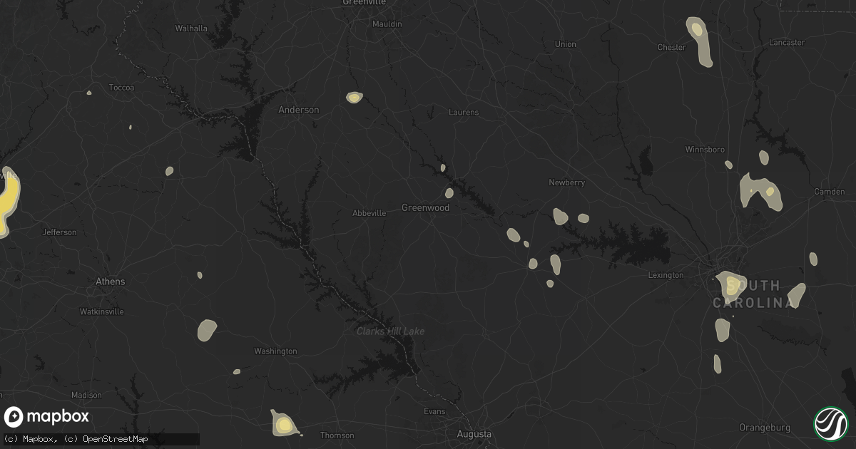 Hail map in Greenwood, SC on September 5, 2026