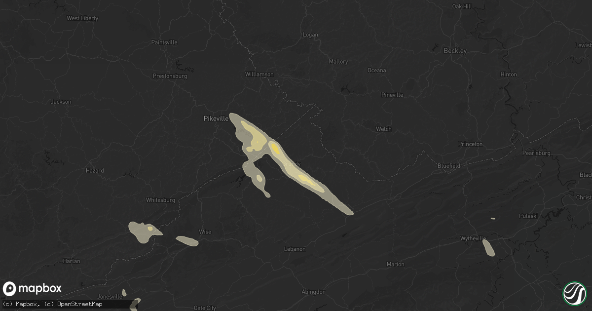 Hail map in Grundy, VA on September 5, 2026