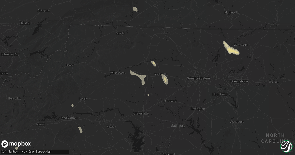 Hail map in Hamptonville, NC on September 5, 2026