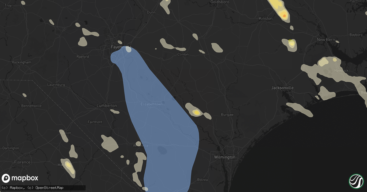 Hail map in Harrells, NC on September 5, 2026