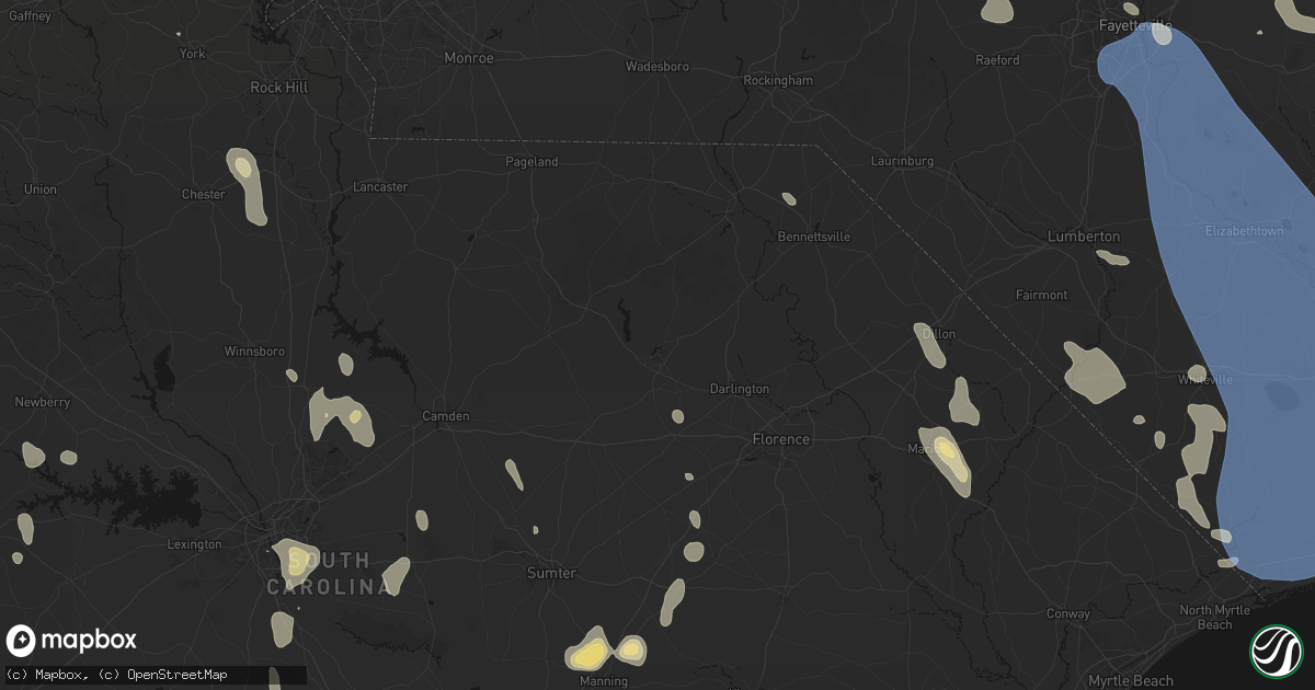 Hail map in Hartsville, SC on September 5, 2026