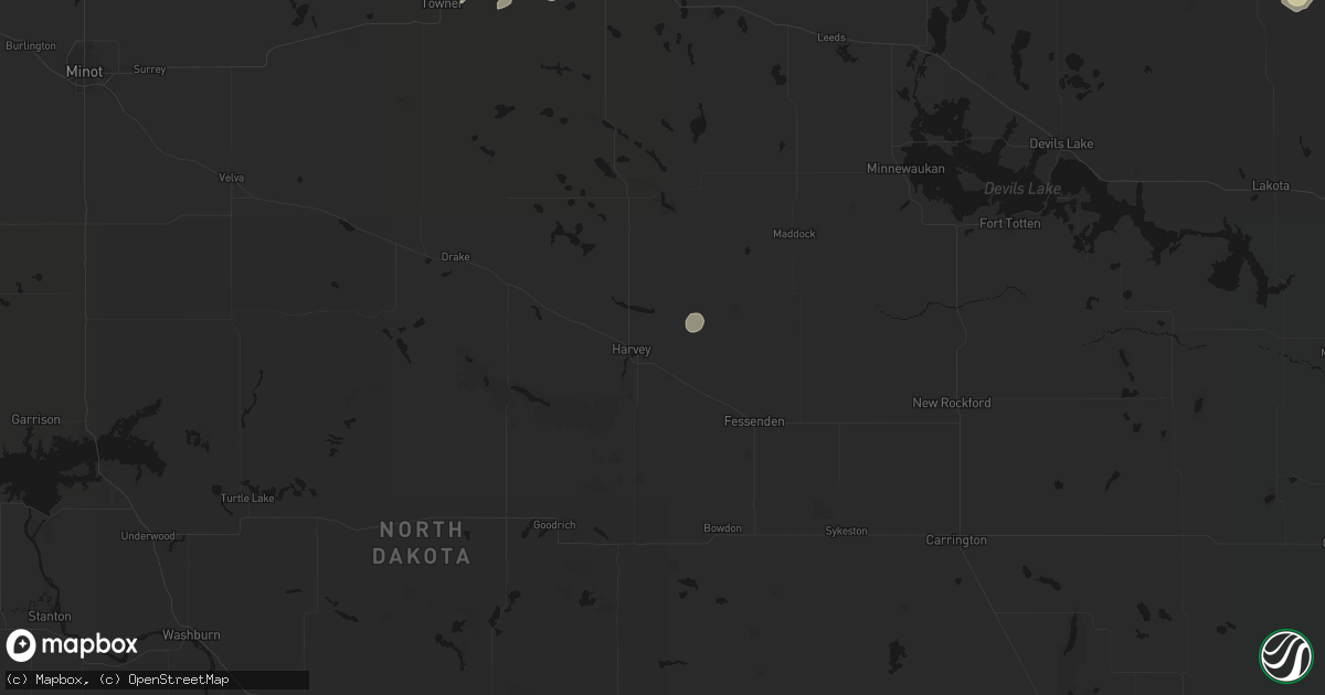 Hail map in Harvey, ND on September 5, 2026