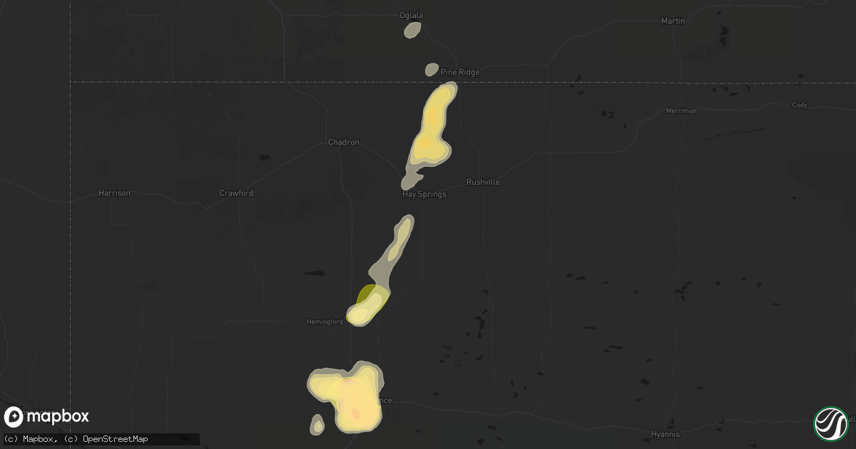 Hail map in Hay Springs, NE on September 5, 2026