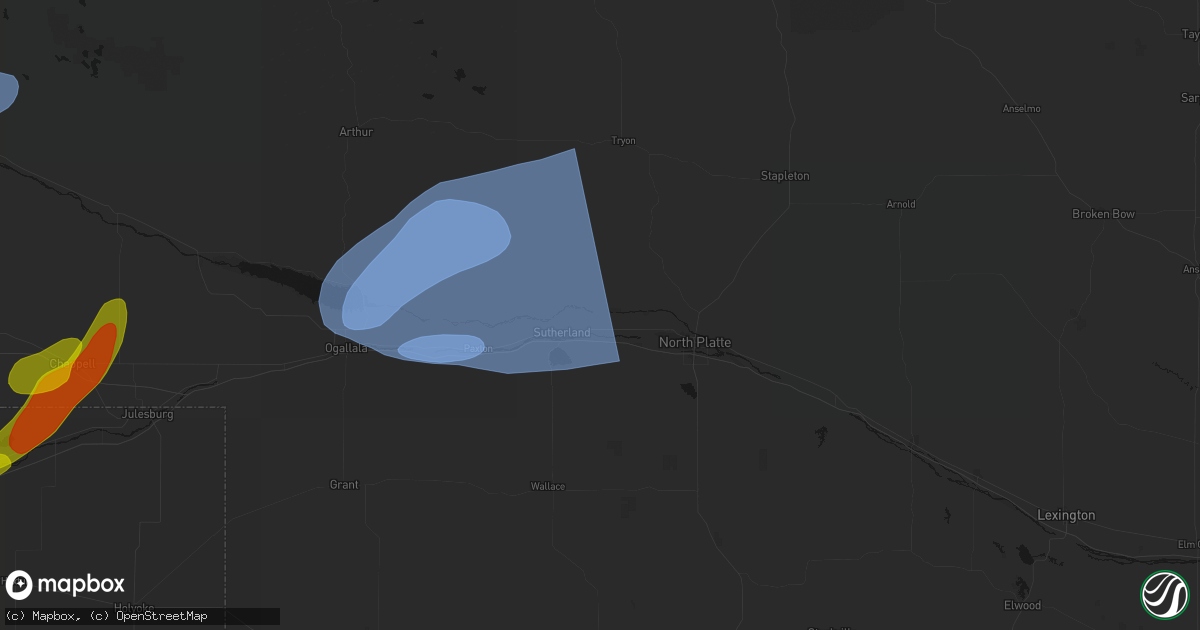 Hail map in Hershey, NE on September 5, 2026