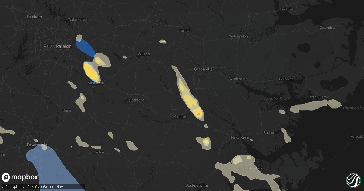 Hail map in Hookerton, NC on September 5, 2026