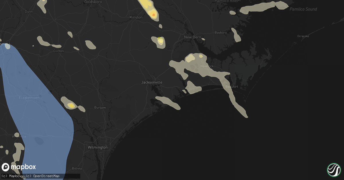 Hail map in Hubert, NC on September 5, 2026