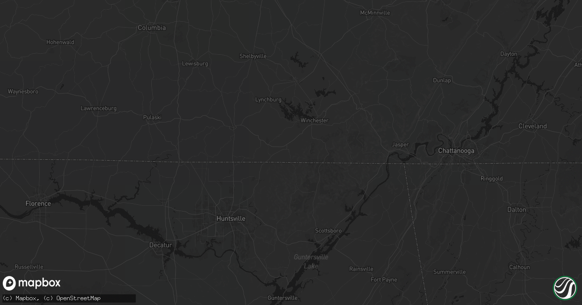 Hail map in Huntland, TN on September 5, 2026