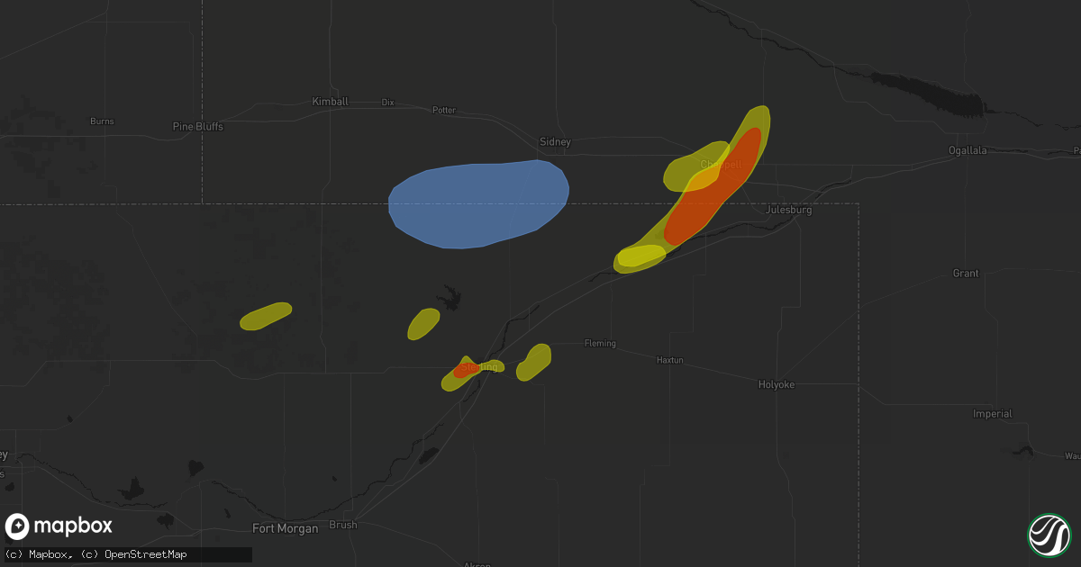 Hail map in Iliff, CO on September 5, 2026