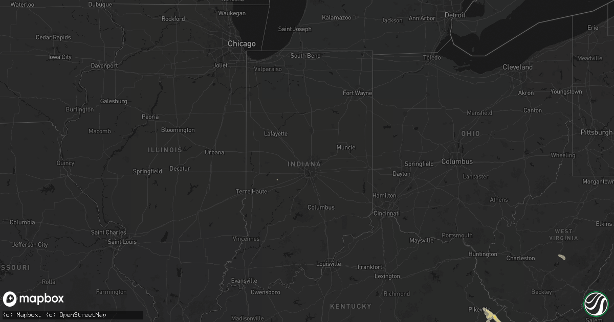 Hail map in Indiana on September 5, 2026
