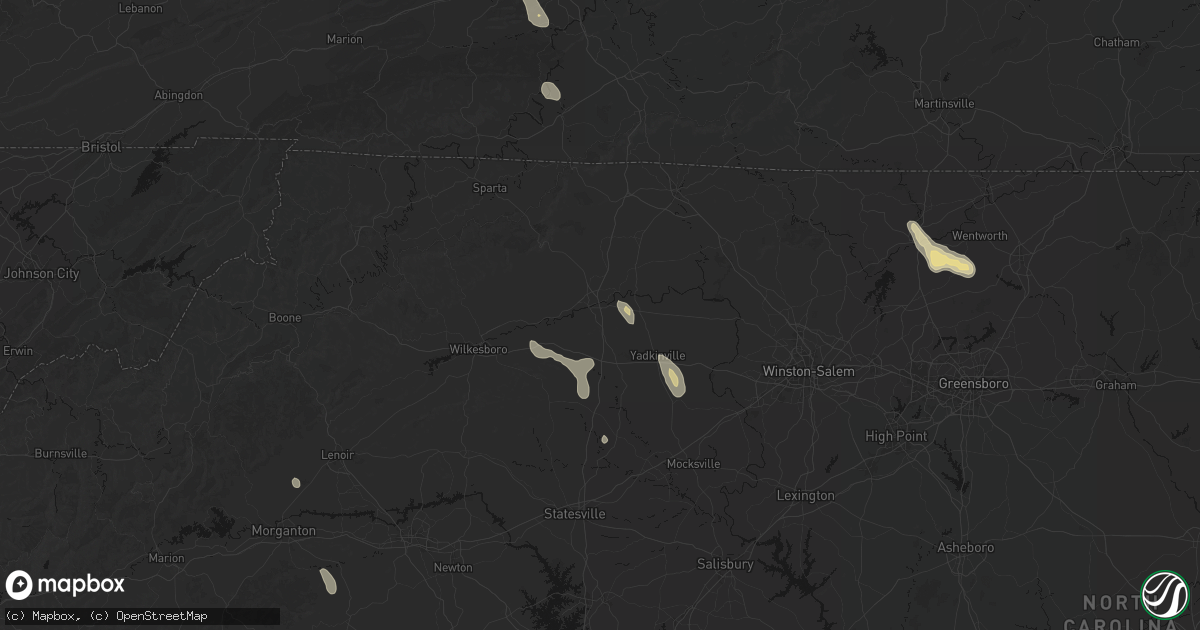 Hail map in Jonesville, NC on September 5, 2026