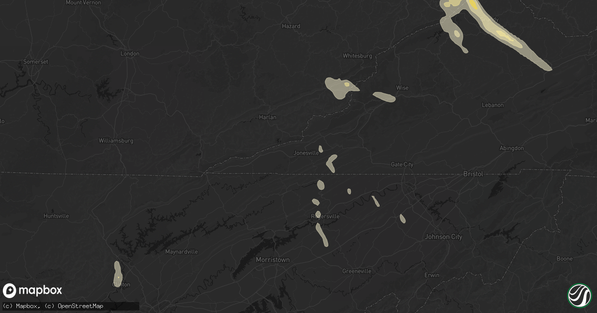 Hail map in Jonesville, VA on September 5, 2026