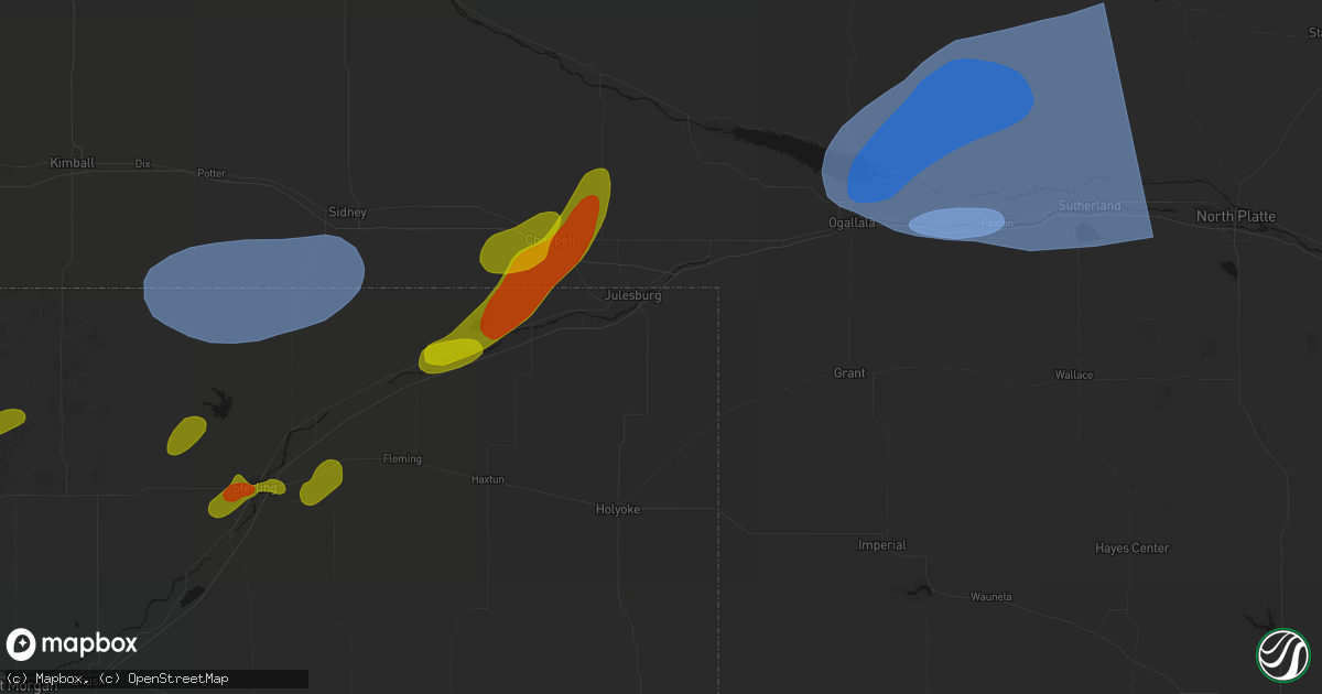 Hail map in Julesburg, CO on September 5, 2026