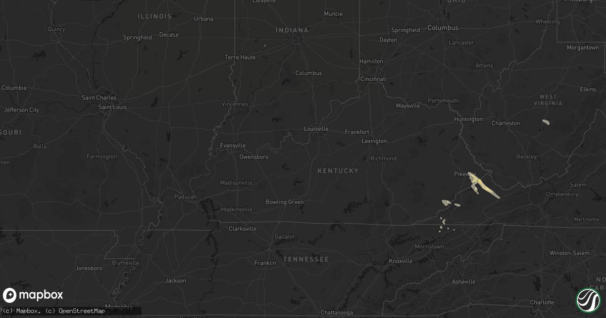 Hail map in Kentucky on September 5, 2026