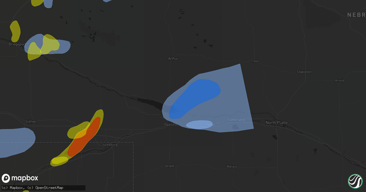 Hail map in Keystone, NE on September 5, 2026