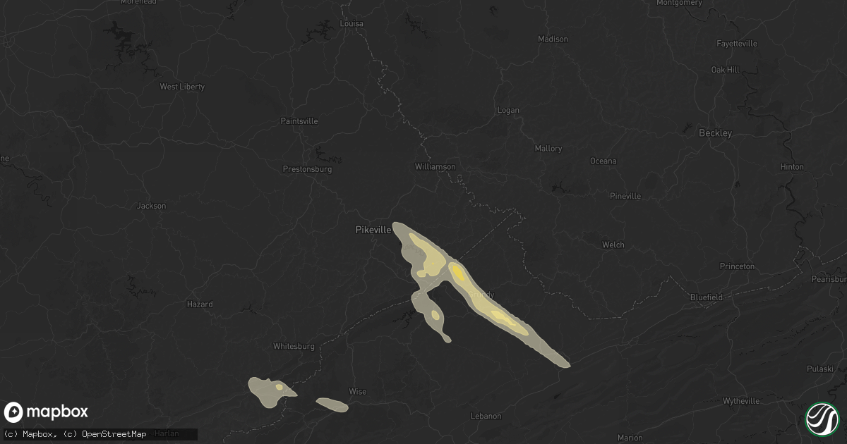 Hail map in Kimper, KY on September 5, 2026