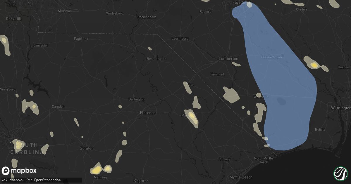 Hail map in Latta, SC on September 5, 2026